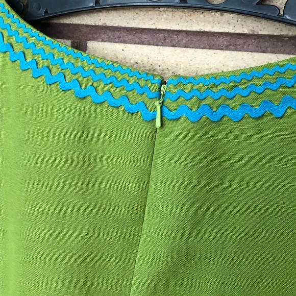 Vintage Style Olive Linen Blend Shift Dress - Chetta B - Size 10 - Midi Dress - Picture 9 of 15